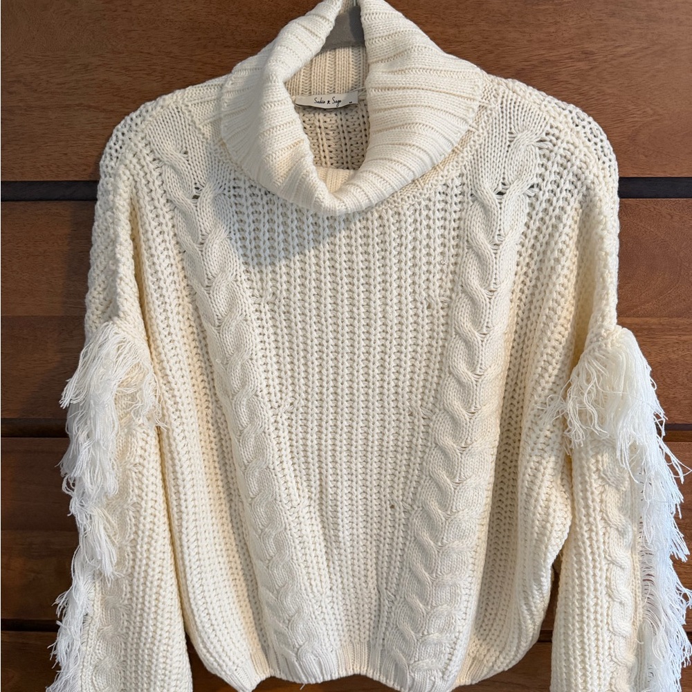 Sadie & Sage Cozy Cream Cable Knit Sweater